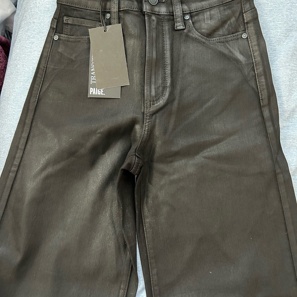 Women's  Sasha Black Fog Luxe Coating Wide-Leg Jeans - Picture 9 of 15